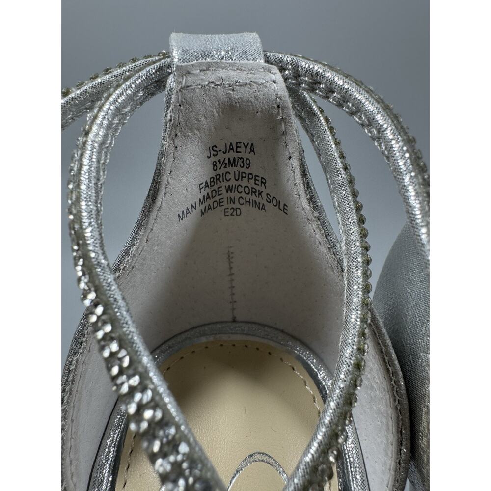 Jessica Simpson Jaeya Womens Strappy Heels Platinum Shimmer Stiletto Size 8.5 - Picture 7 of 7